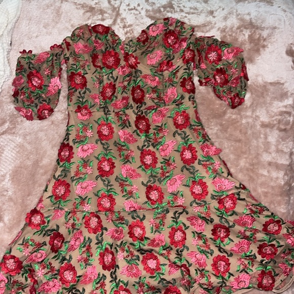 For Love and Lemons- Amelia Strapless Minidress Red Floral Sz Small - Picture 4 of 4